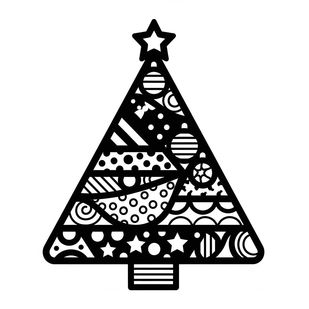 Abstract Christmas Tree Coloring Page