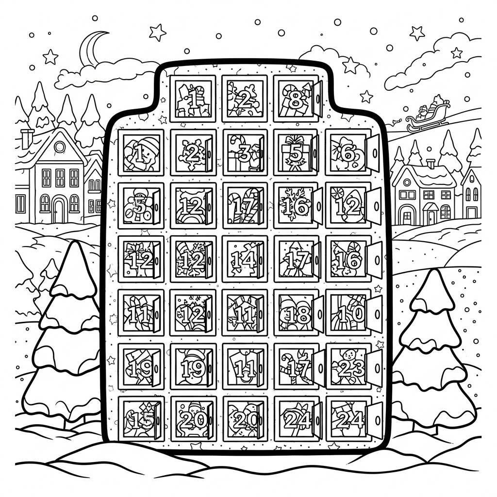Advent Calendar Fun Coloring Page