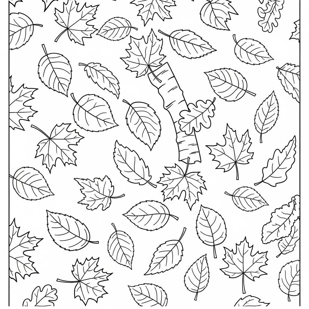 Autumn Leaves Falling Coloring Page