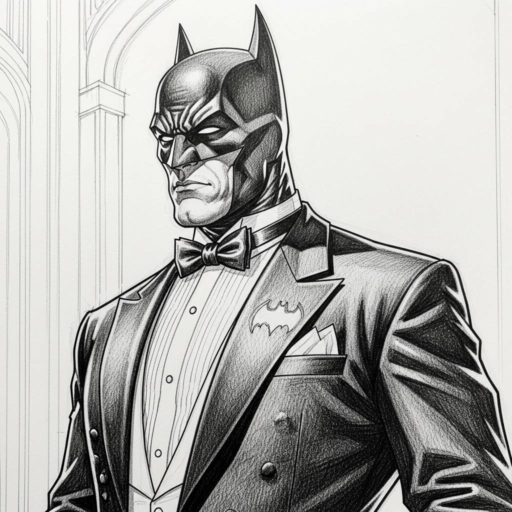 Batman Drawing: Batman in Tuxedo Elegant Sketch