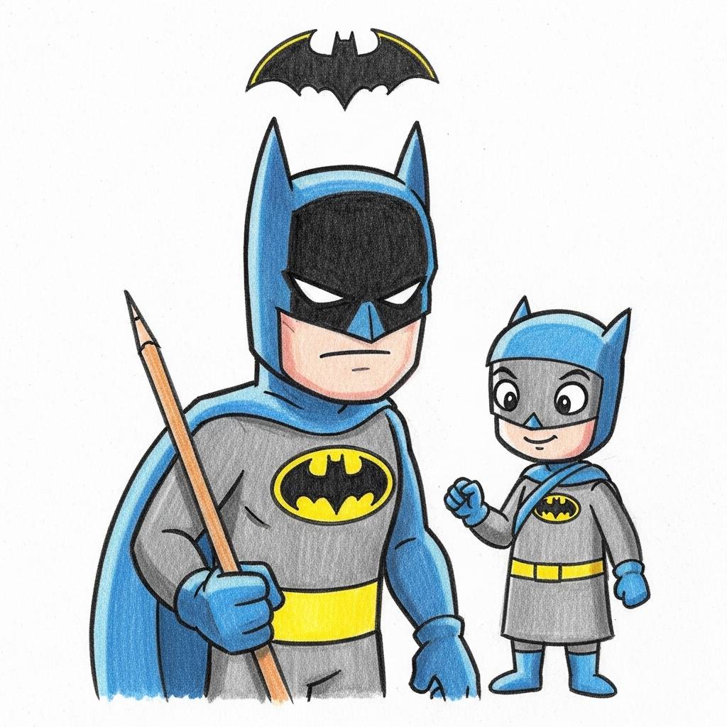Batman Drawing: Cartoon Batman for Kids Easy Style