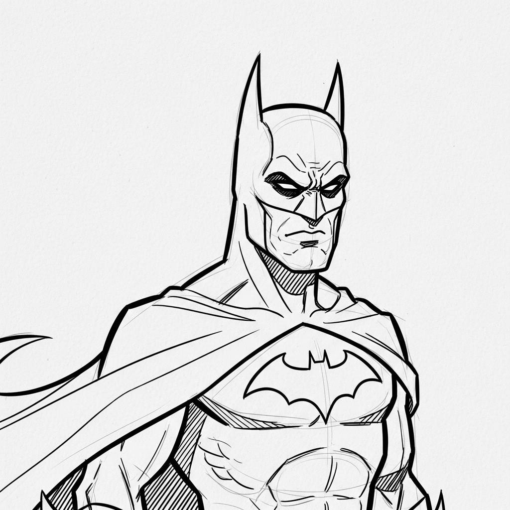 Batman Drawing Cartoon Style for Kids