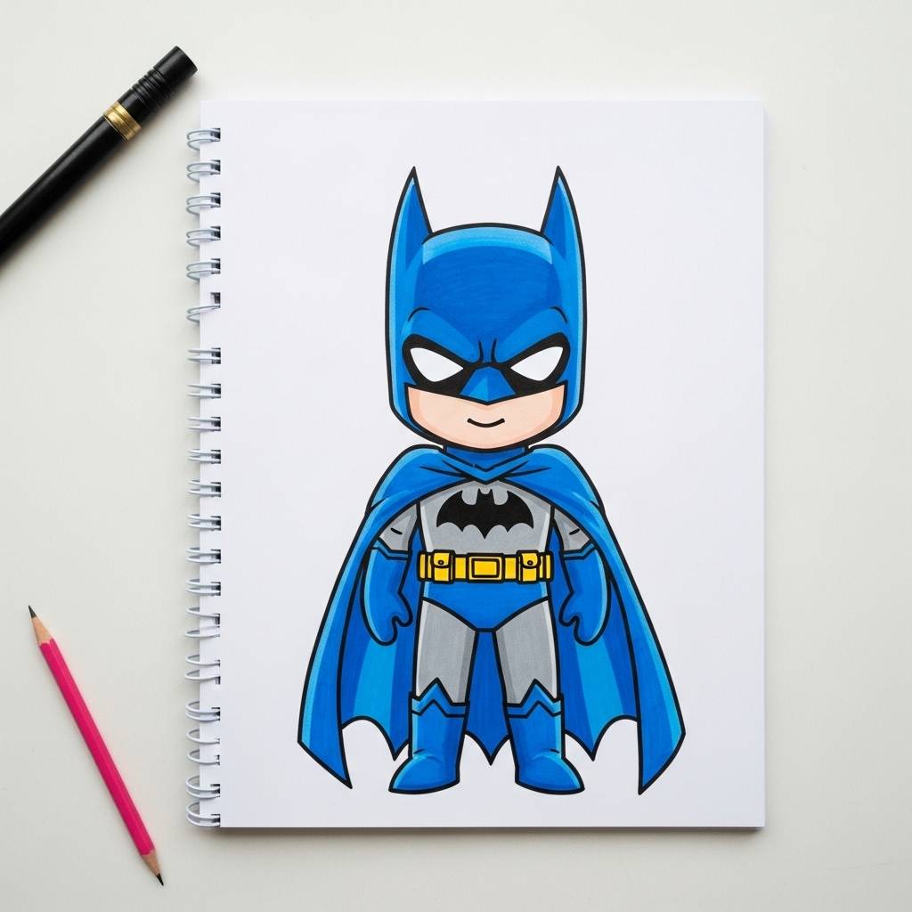 Batman Drawing: Kawaii Batman Drawing for Kids Simple