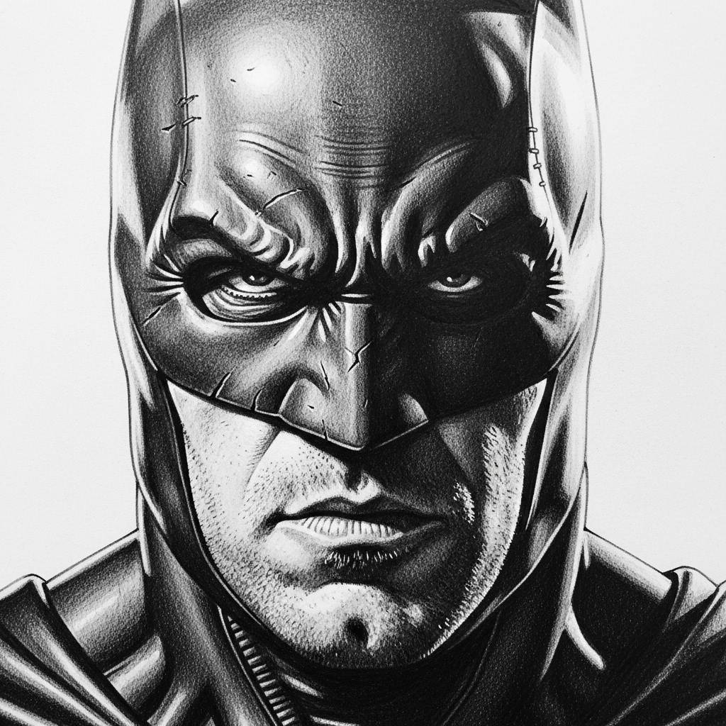 Batman Drawing: Realistic Batman Head Pencil Sketch