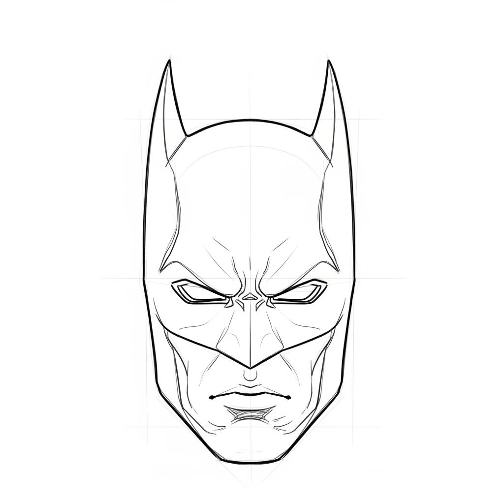 Batman Drawing: Simple Batman Cowl Easy Outline