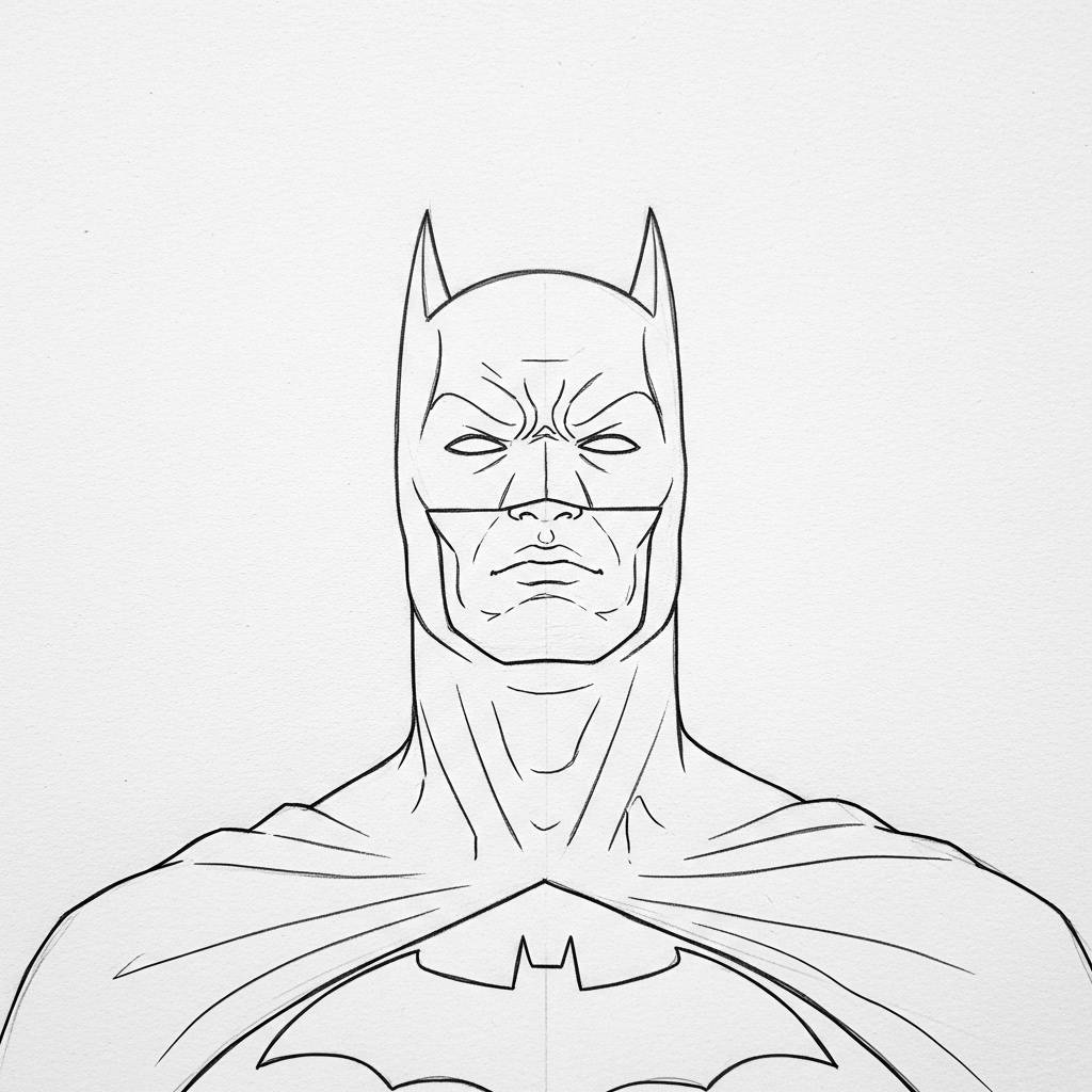 Batman Drawing Simple Line Art