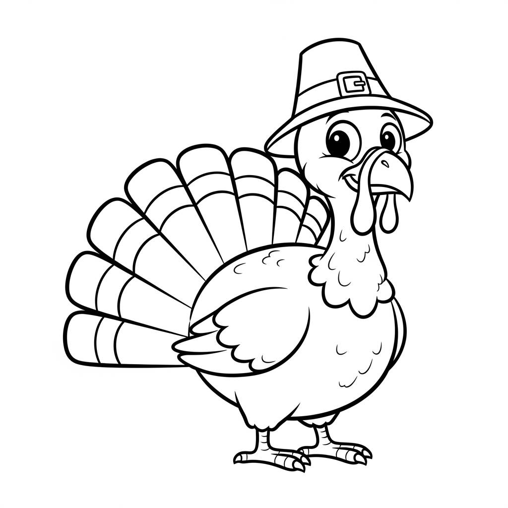 Cartoon Turkey Coloring Page