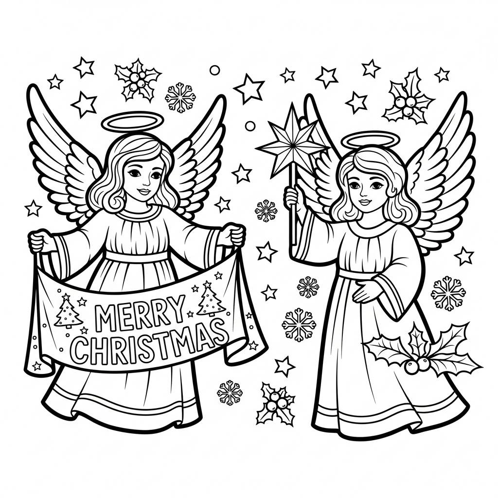 Christmas Angels Coloring Page