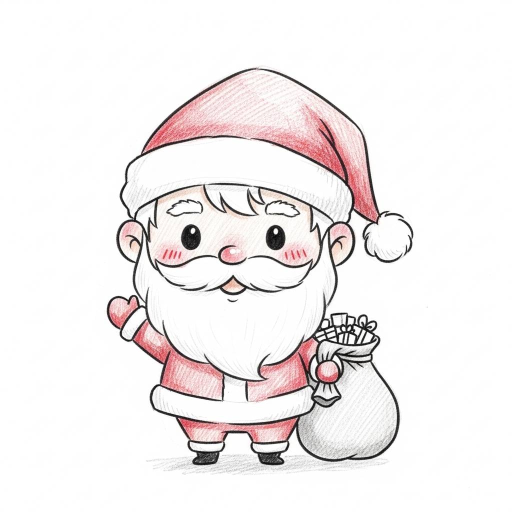 Christmas Drawings Santa Claus Kawaii Doodle