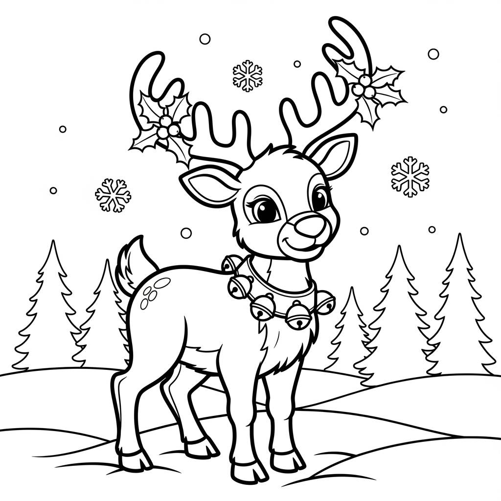 Christmas Reindeer Coloring Page