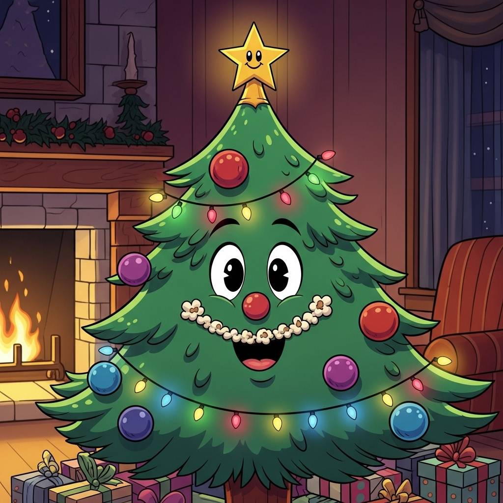 [Christmas Tree]: Cartoon Style Christmas Tree Drawing
