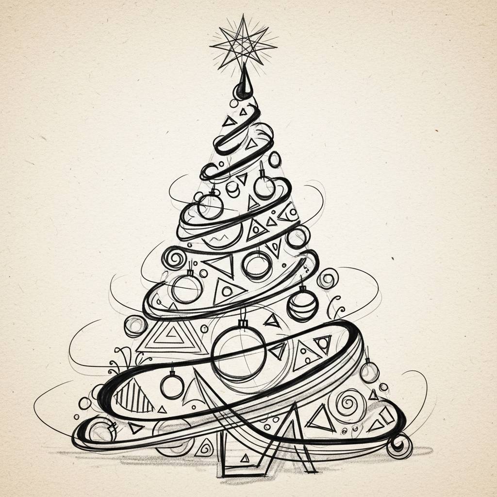 [Christmas Tree]: Creative Sketch of a Christmas Tree