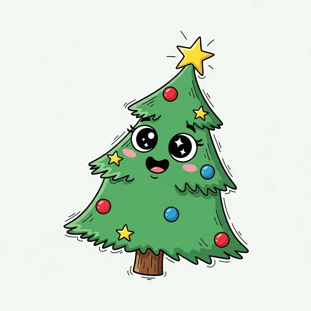 [Christmas Tree]: Cute Christmas Tree Doodle Drawing