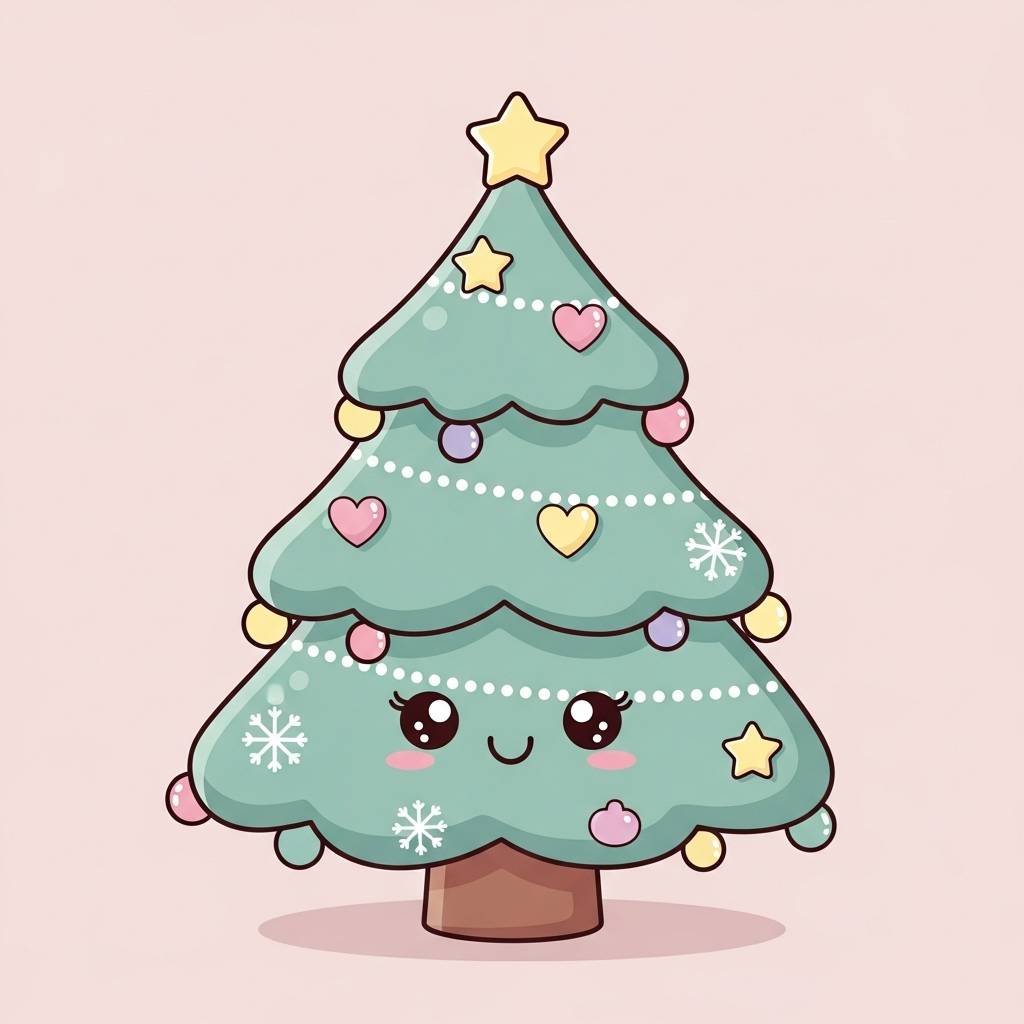 [Christmas Tree]: Kawaii Christmas Tree Drawing