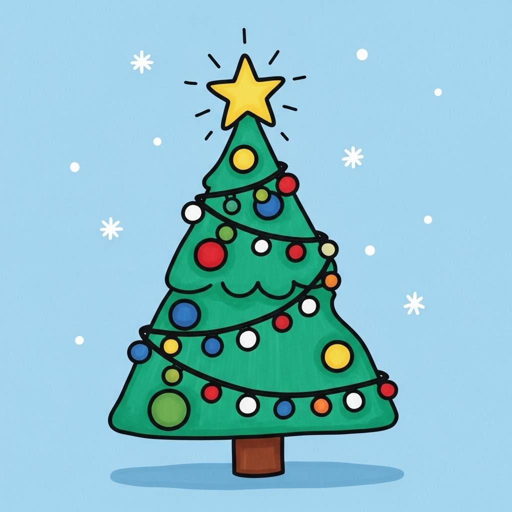 [Christmas Tree]: Kids Easy Christmas Tree Drawing