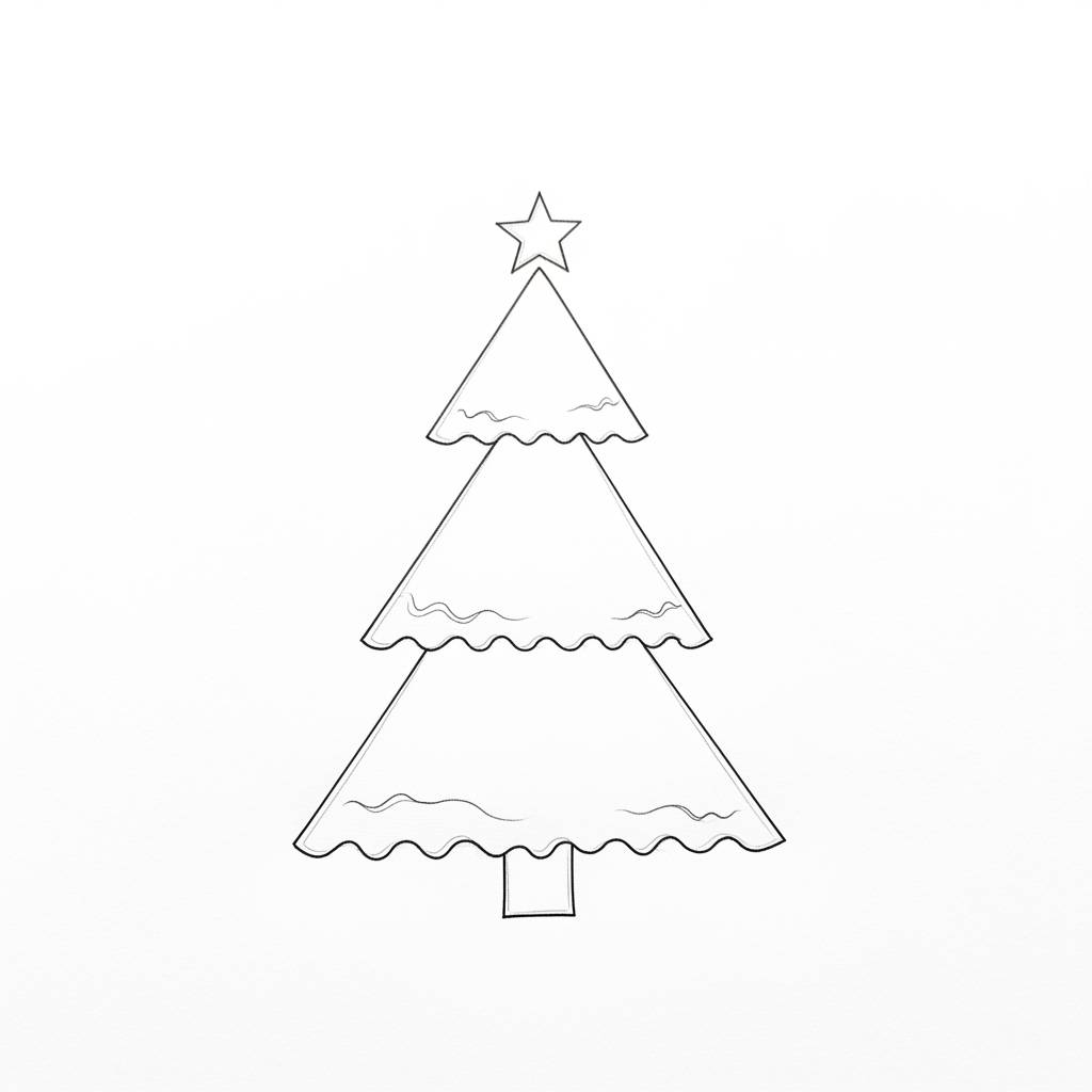 [Christmas Tree]: Simple Christmas Tree Drawing Easy
