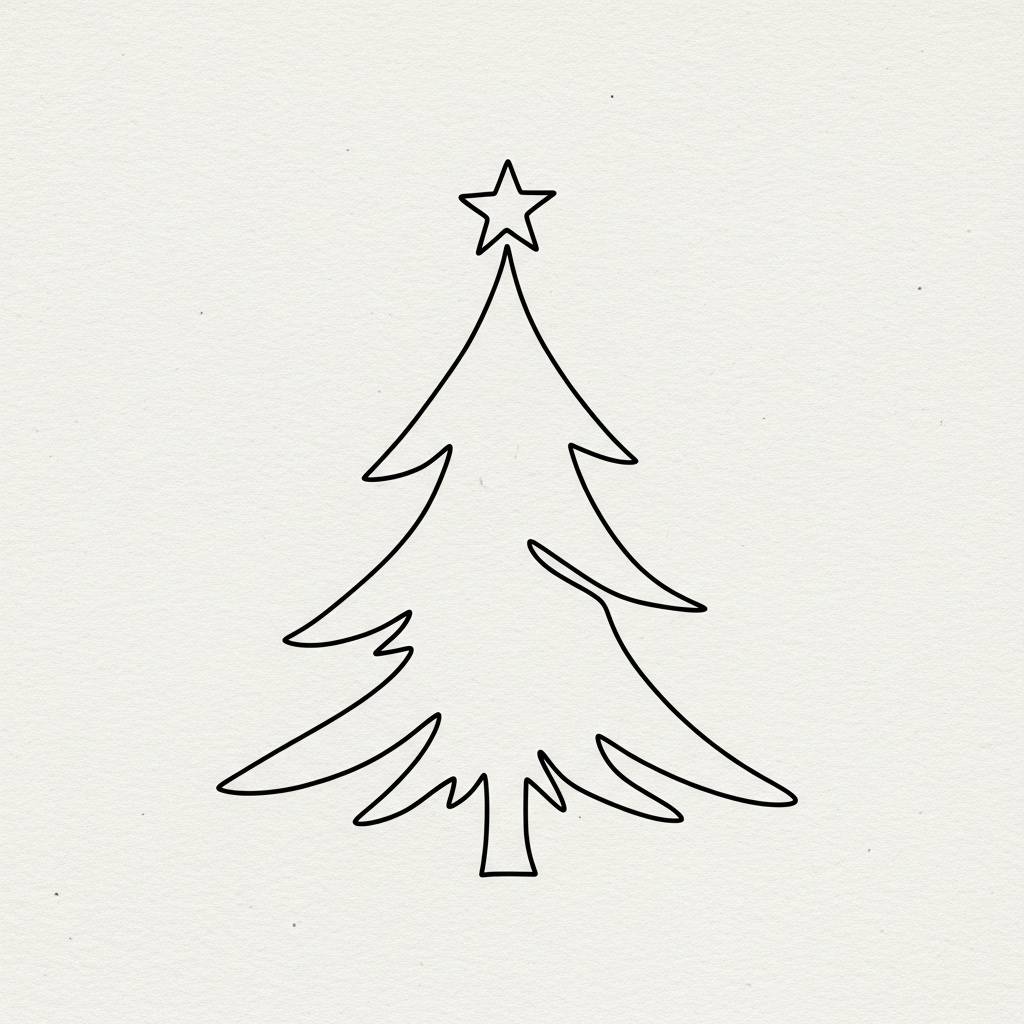 [Christmas Tree]: Simple Christmas Tree Line Drawing