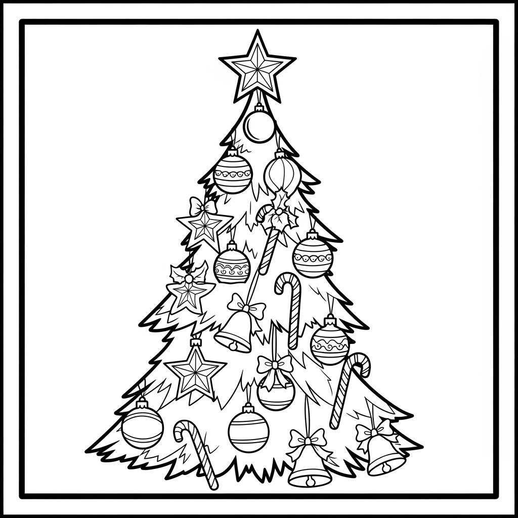Christmas Tree with Ornaments Coloring Page
