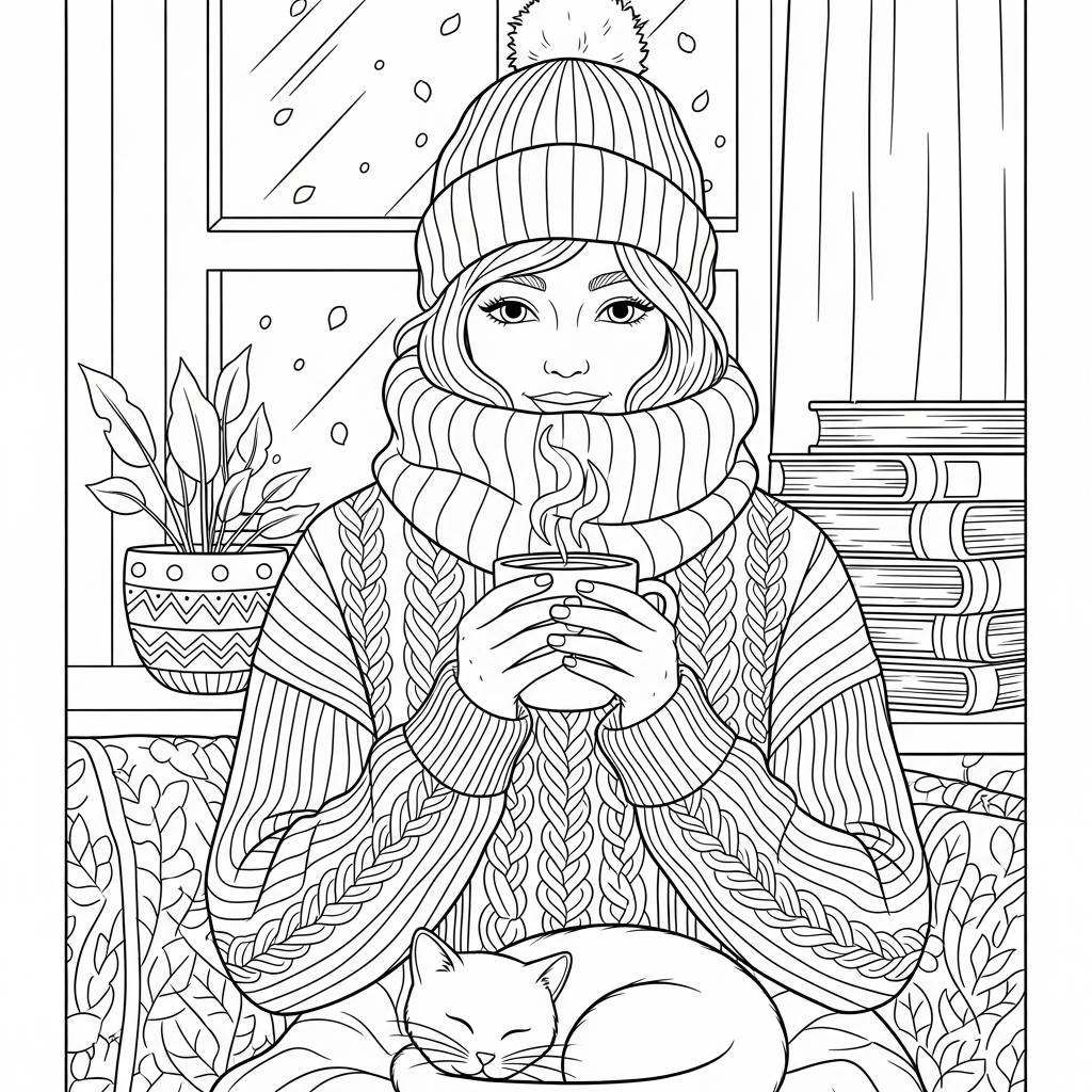 Cozy Sweater Weather Coloring Page