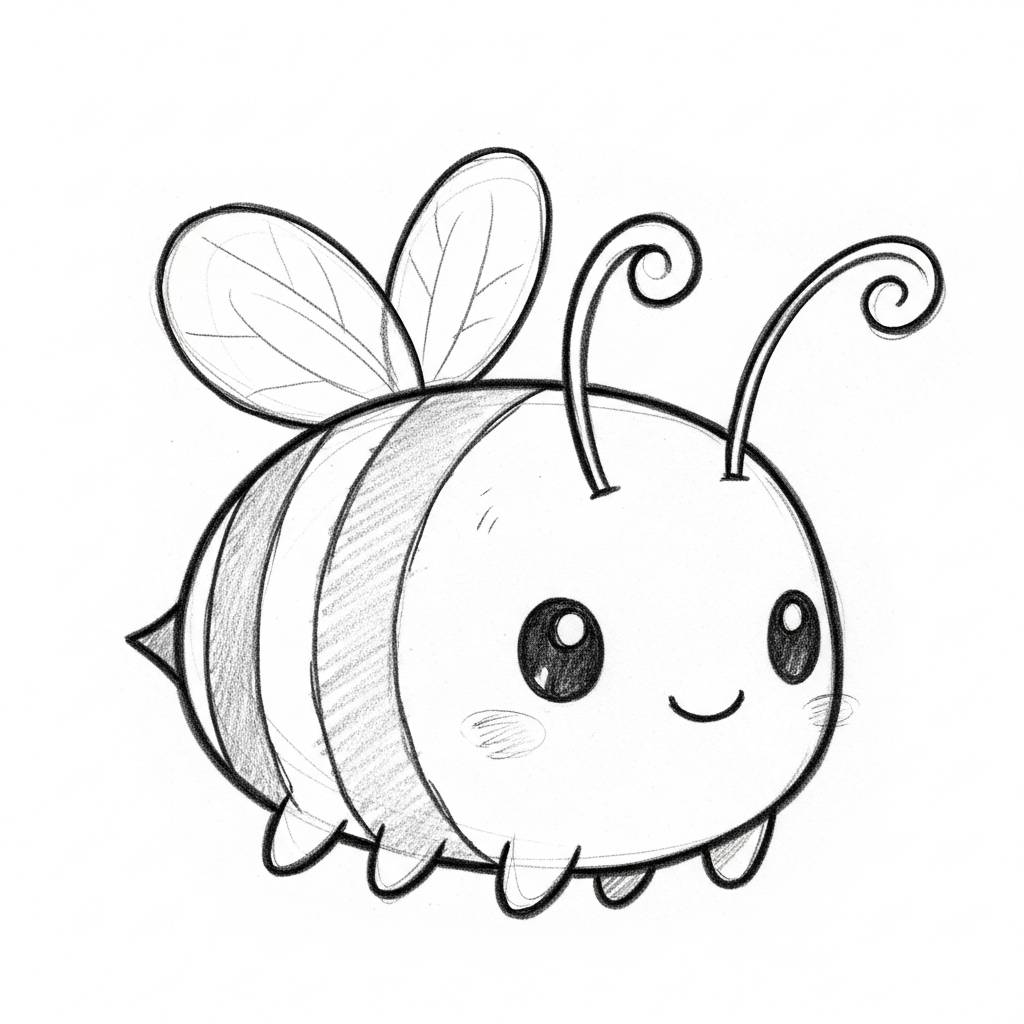 Cute Cartoon Bee Drawing