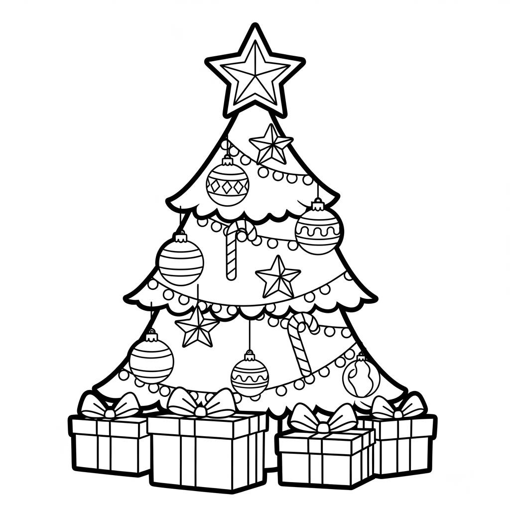 Cute Christmas Tree Coloring Page