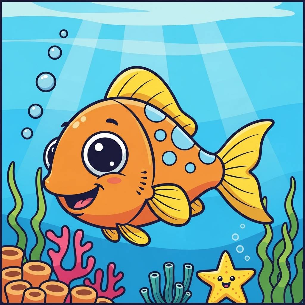 Drawing Ideas: Cartoon Fish Sketch for Kids