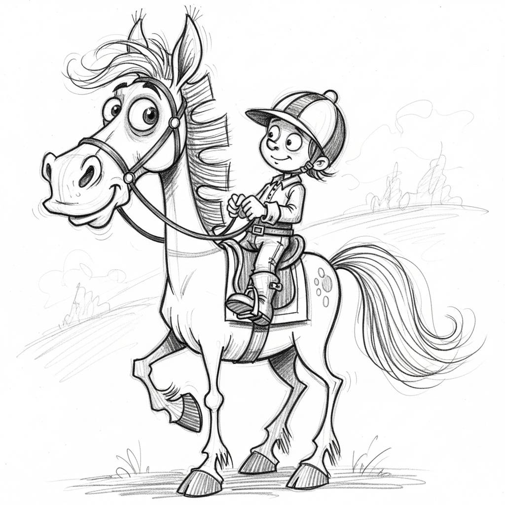 Drawing Ideas: Cartoon Style Horse with Rider