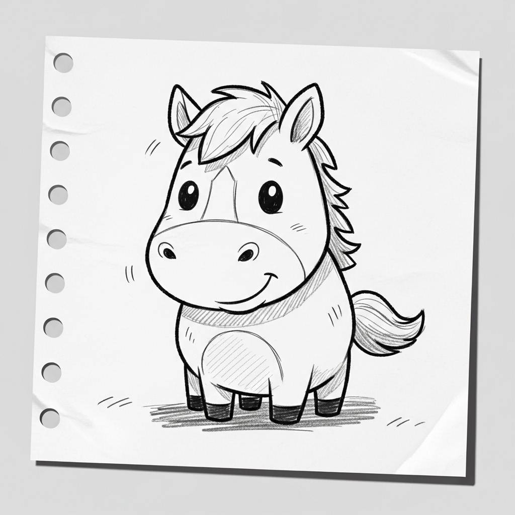Drawing Ideas: Cute Cartoon Horse Doodle