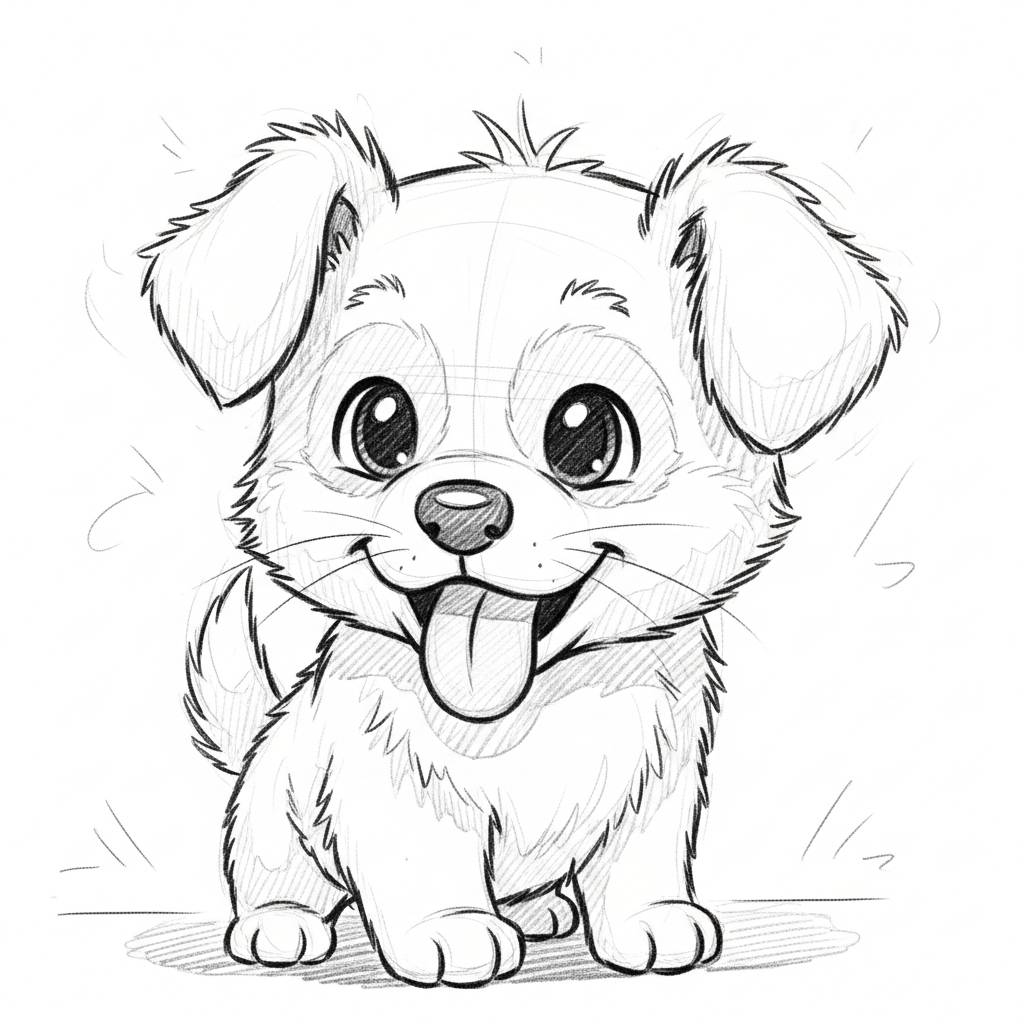 Drawing Ideas: Cute Dog Cartoon Style Drawing