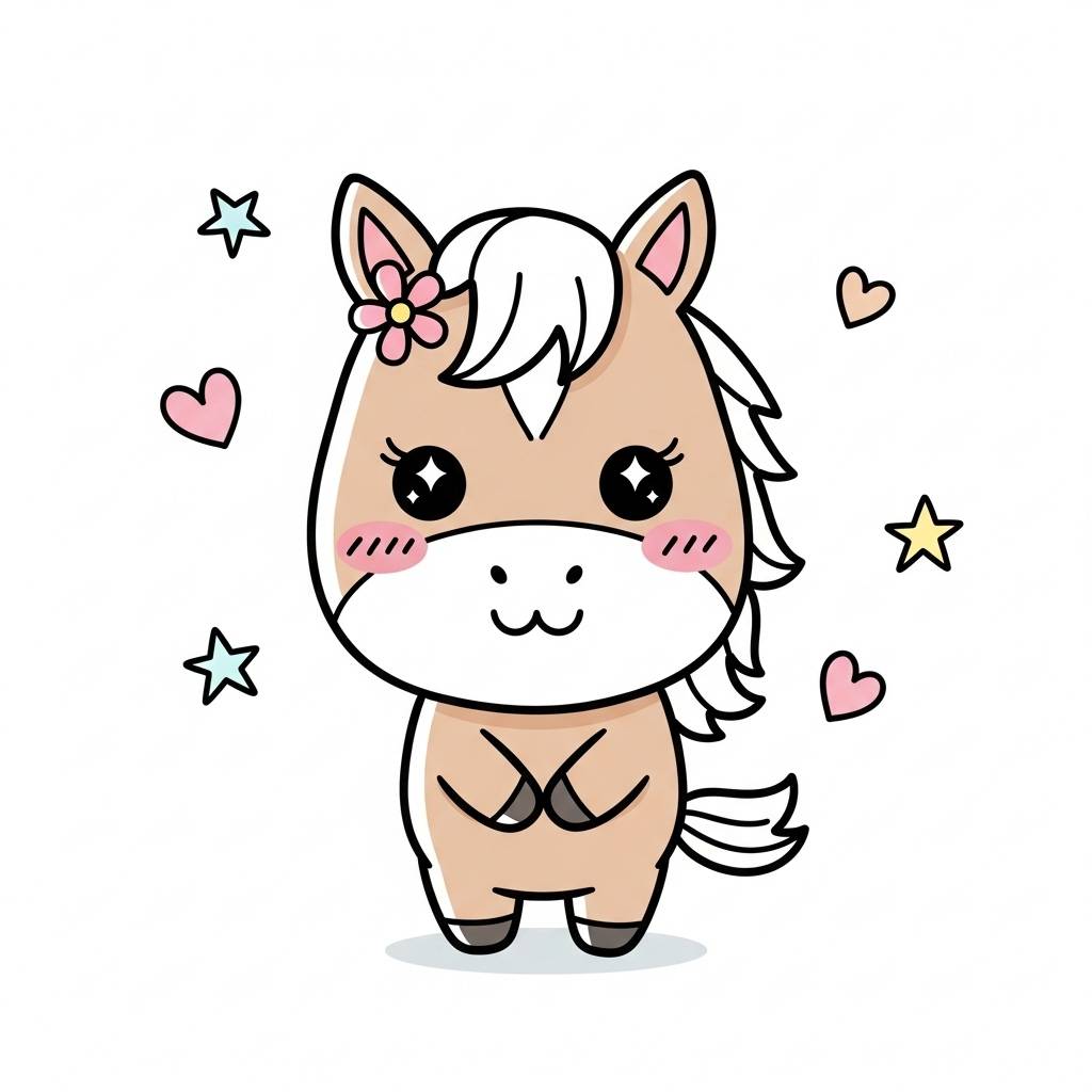 Drawing Ideas: Cute Doodle Horse Drawing for Kids