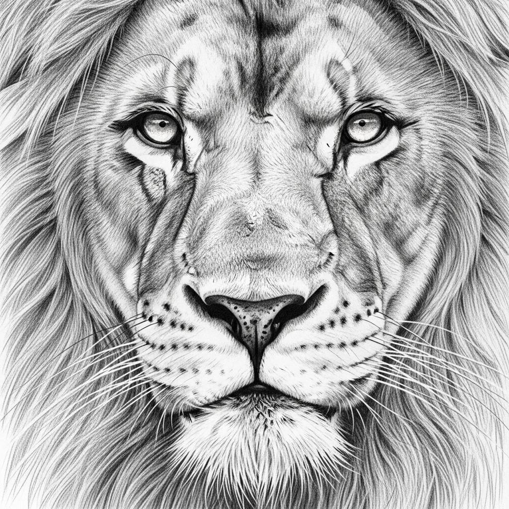 Drawing Ideas: Detailed Lion Face Pencil Drawing