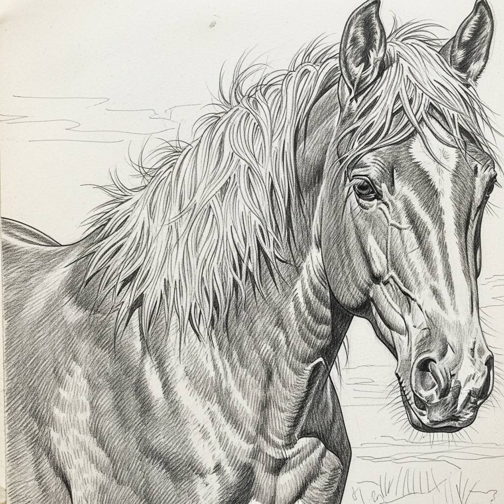 Drawing Ideas: Detailed Pencil Horse Fur Study