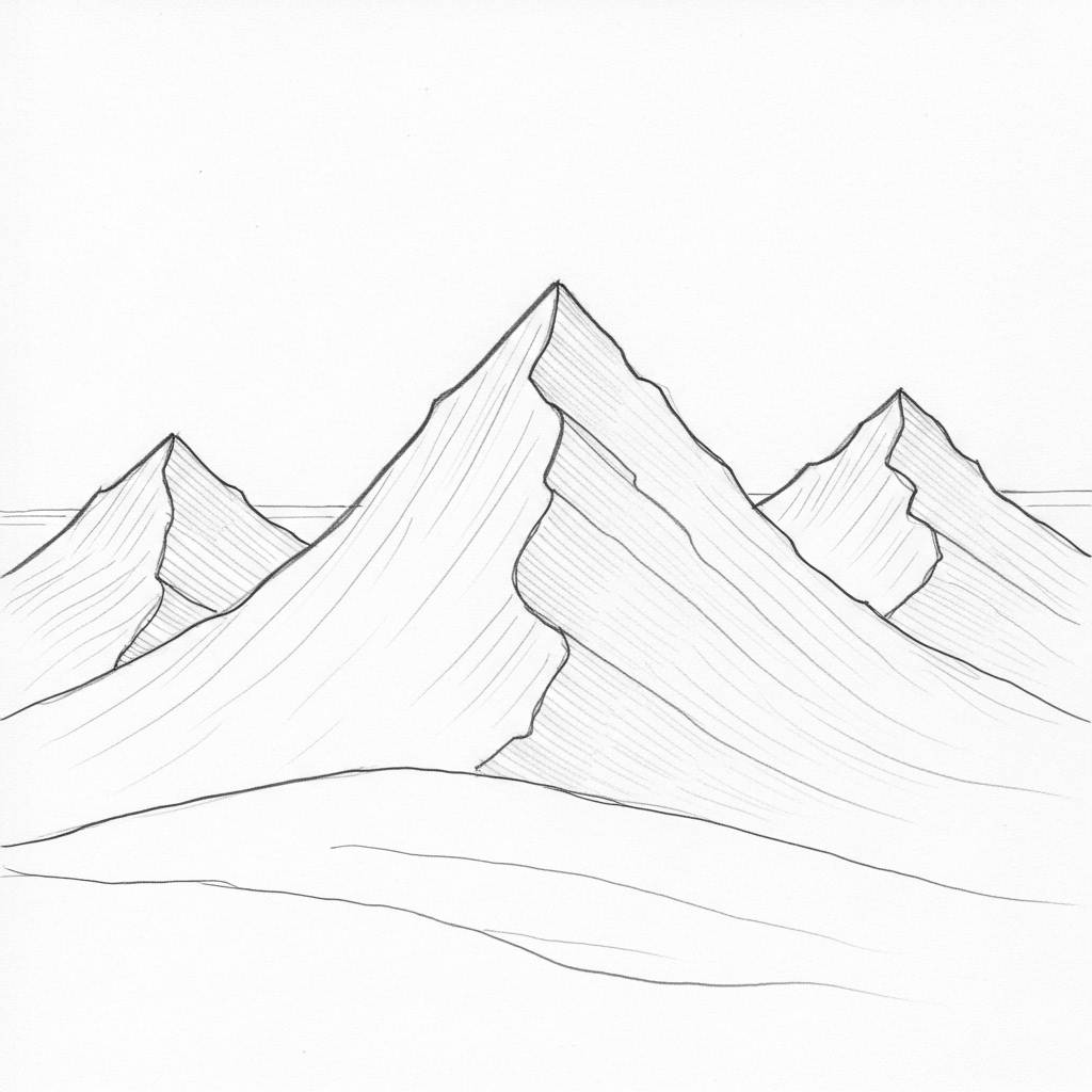 Drawing Ideas Easy Landscape Mountain Drawing