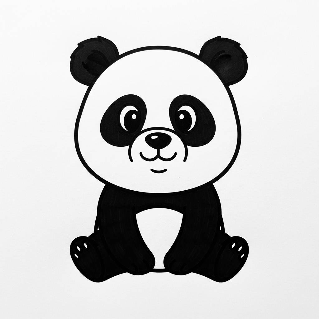 Drawing Ideas: Easy Panda Cartoon Style Drawing