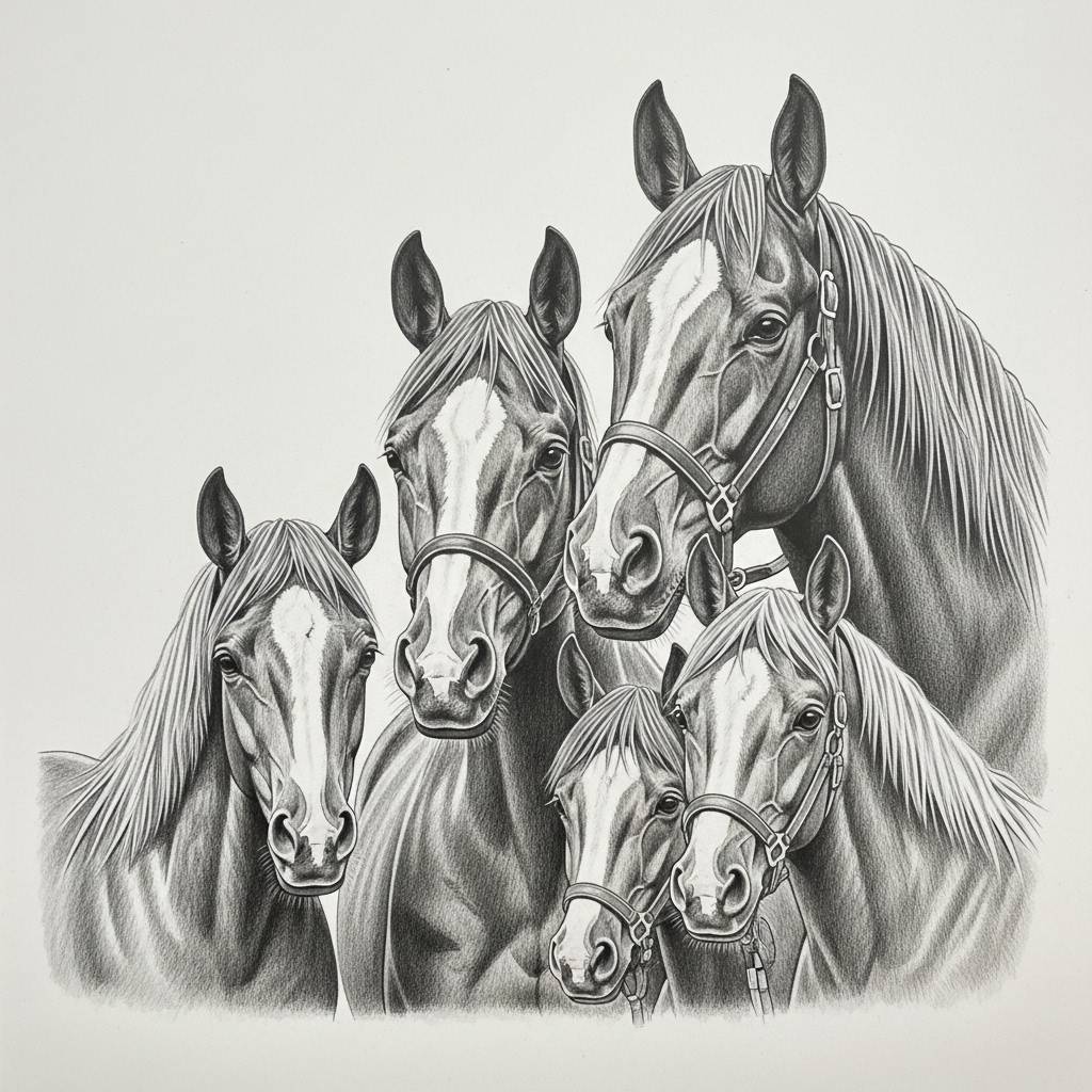 Drawing Ideas: Horse Family Portrait Sketch