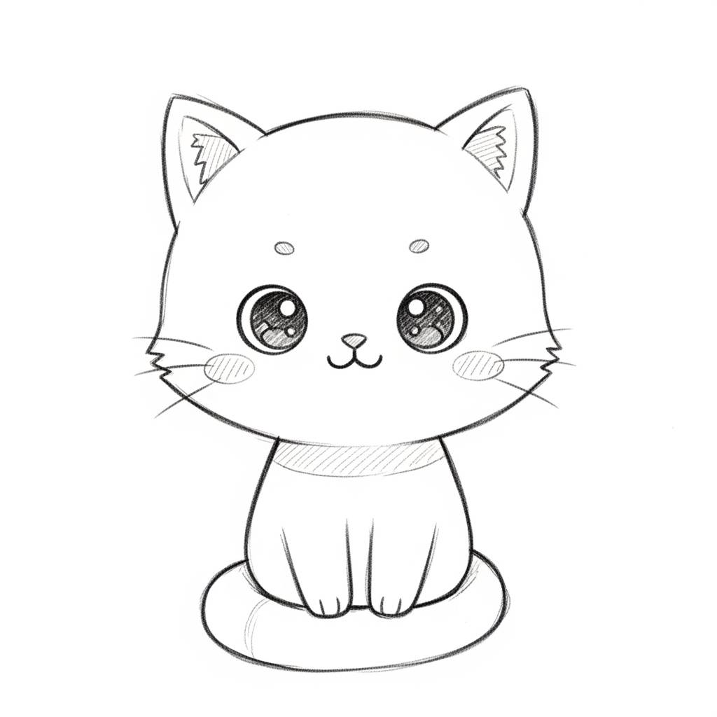 Drawing Ideas Kawaii Cat Drawing for Kids
