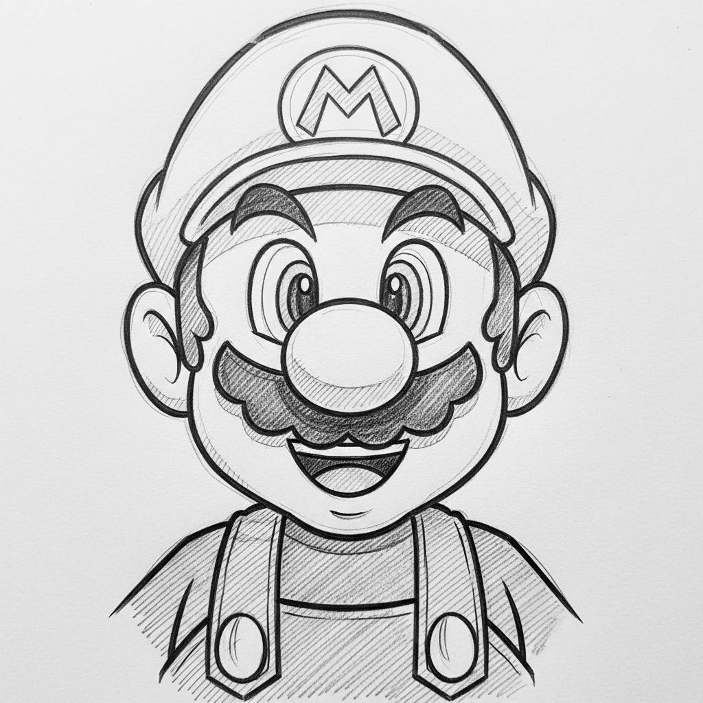 Drawing Ideas: Pencil Sketch of Mario