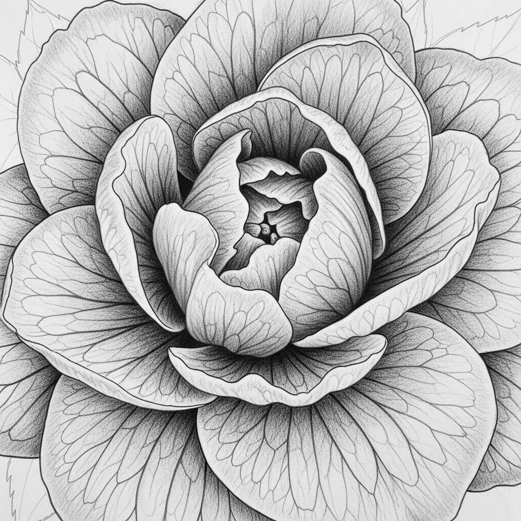 Drawing Ideas: Realistic Flower Pencil Drawing