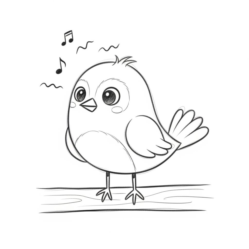 Drawing Ideas: Simple Bird Drawing Sketch for Kids