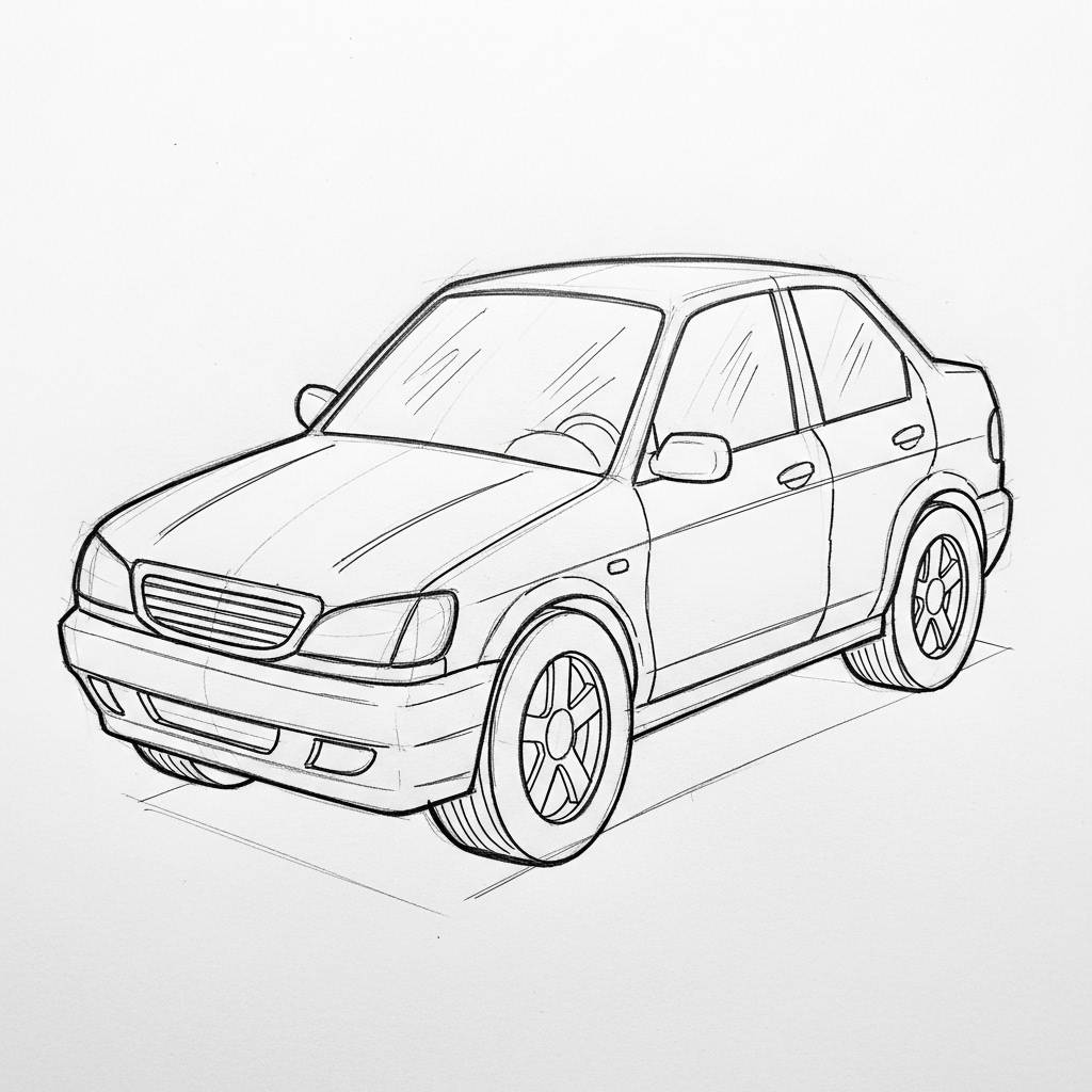 Drawing Ideas: Simple Car Sketch for Kids