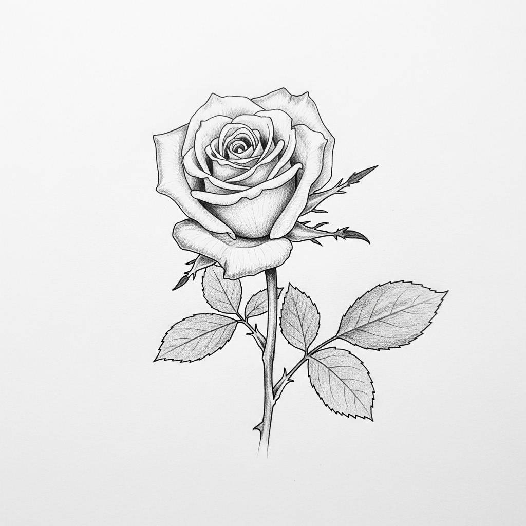 Drawing Ideas: Simple Rose Flower for Beginners