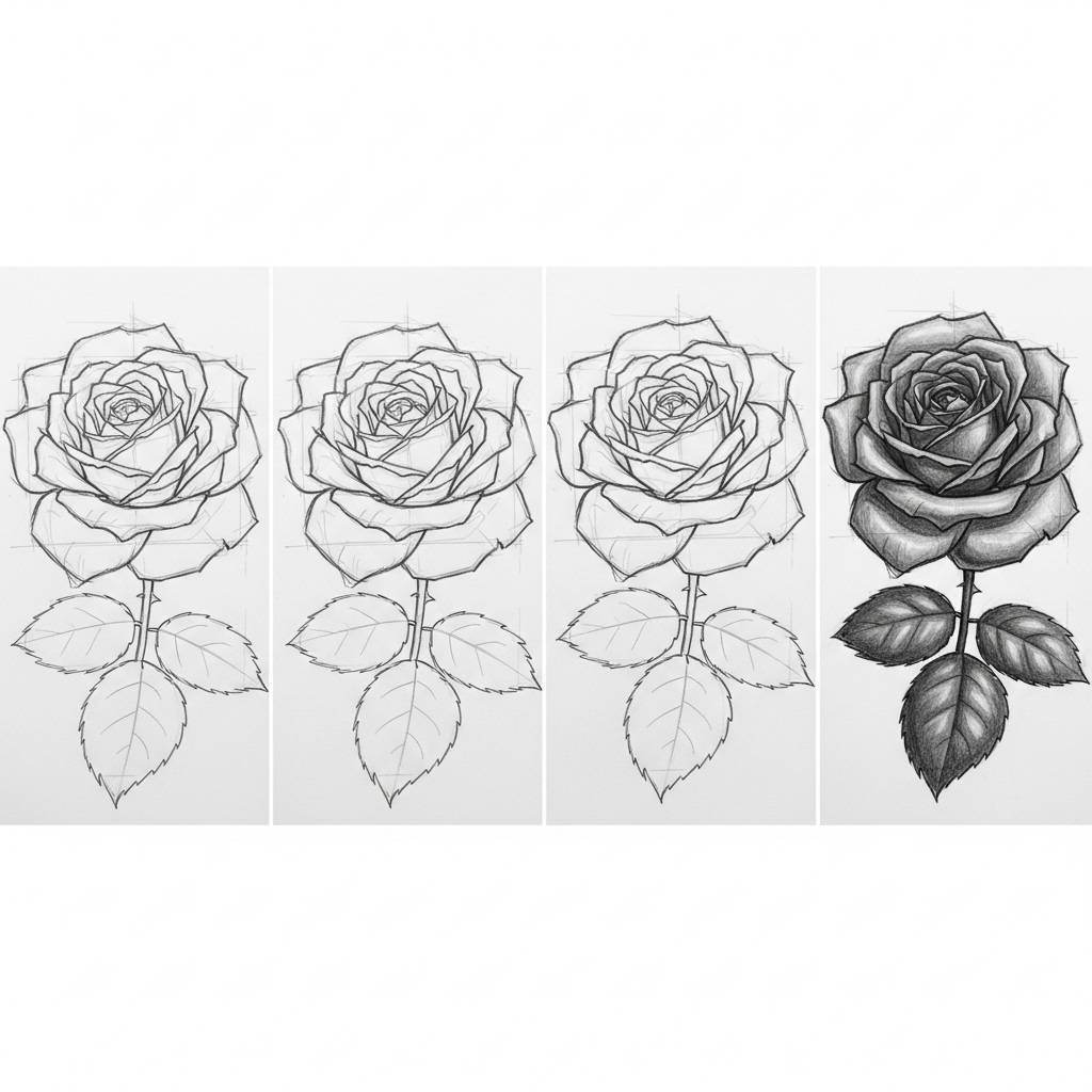 Drawing Ideas: Step-by-Step Easy Flower Drawing