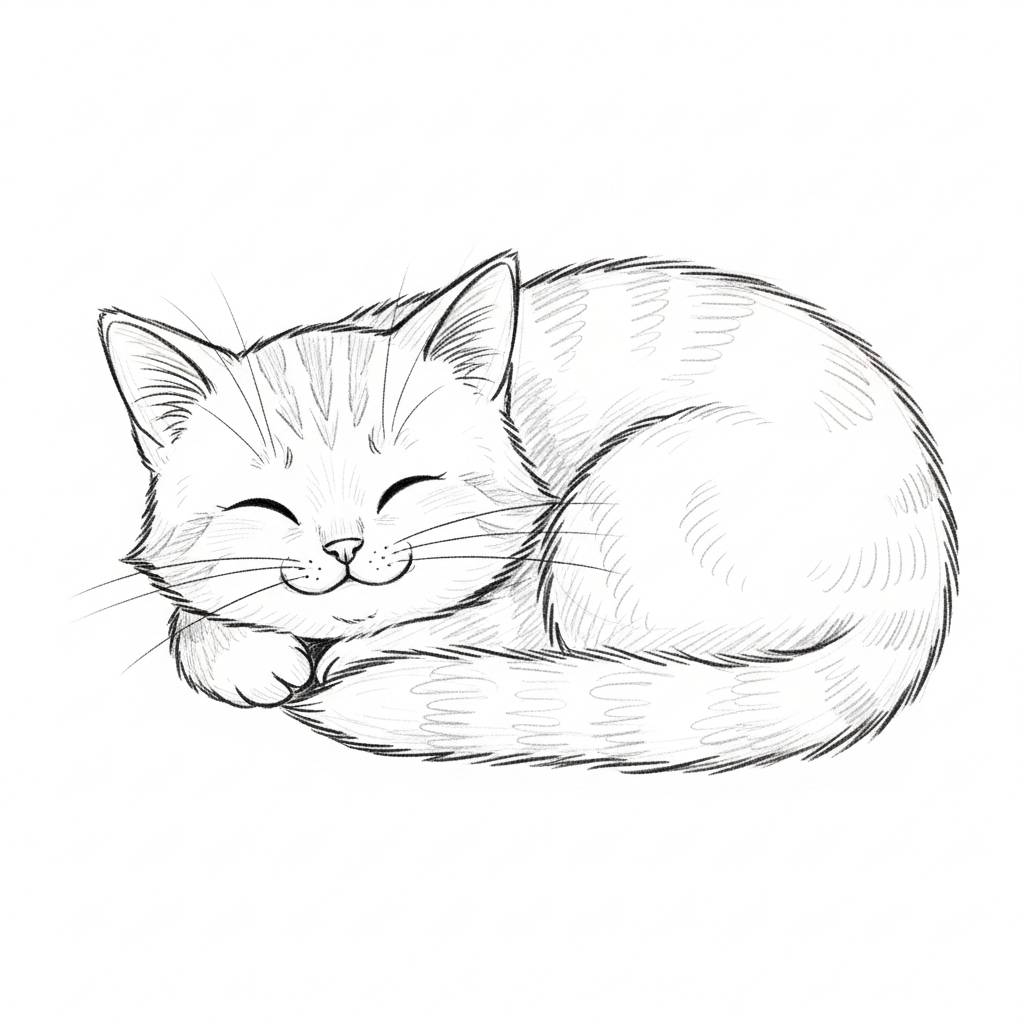 Easy Things to Draw A Cute Sleeping Cat Doodle