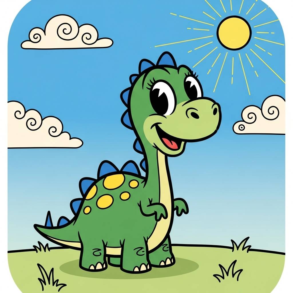 Easy Things to Draw Cartoon Dinosaur Drawing for Kids