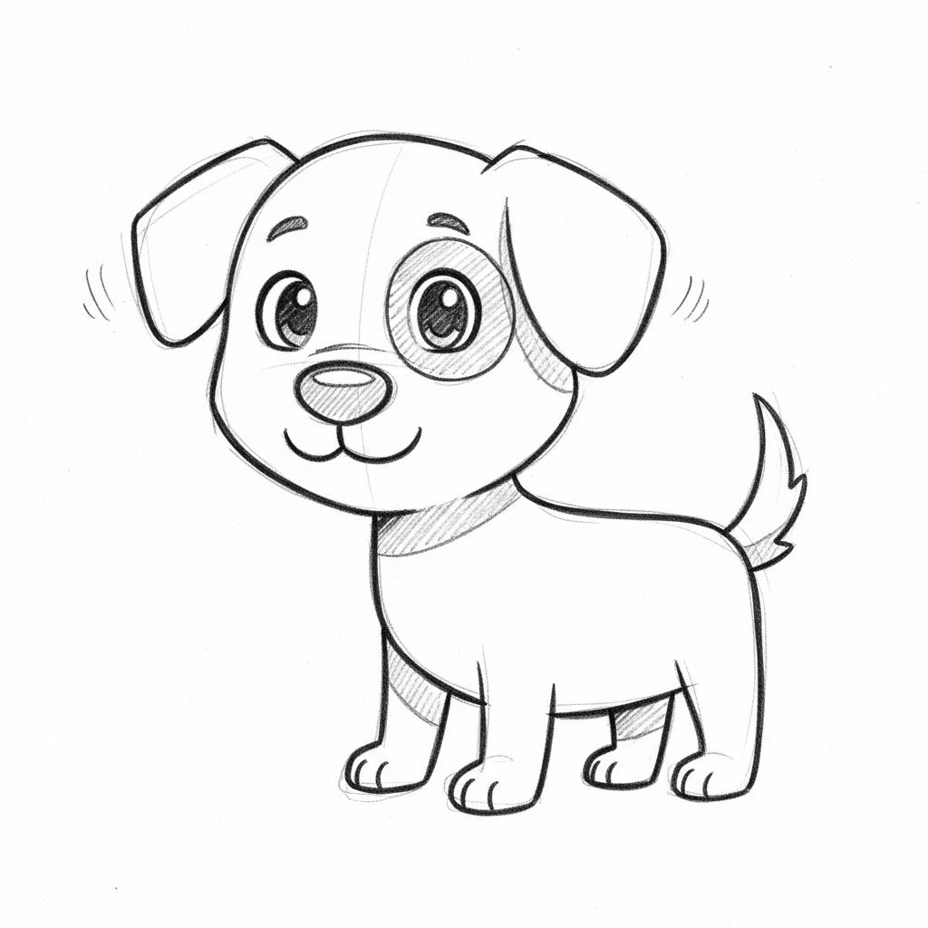 Easy Things to Draw: Cartoon Dog Drawing for Beginners