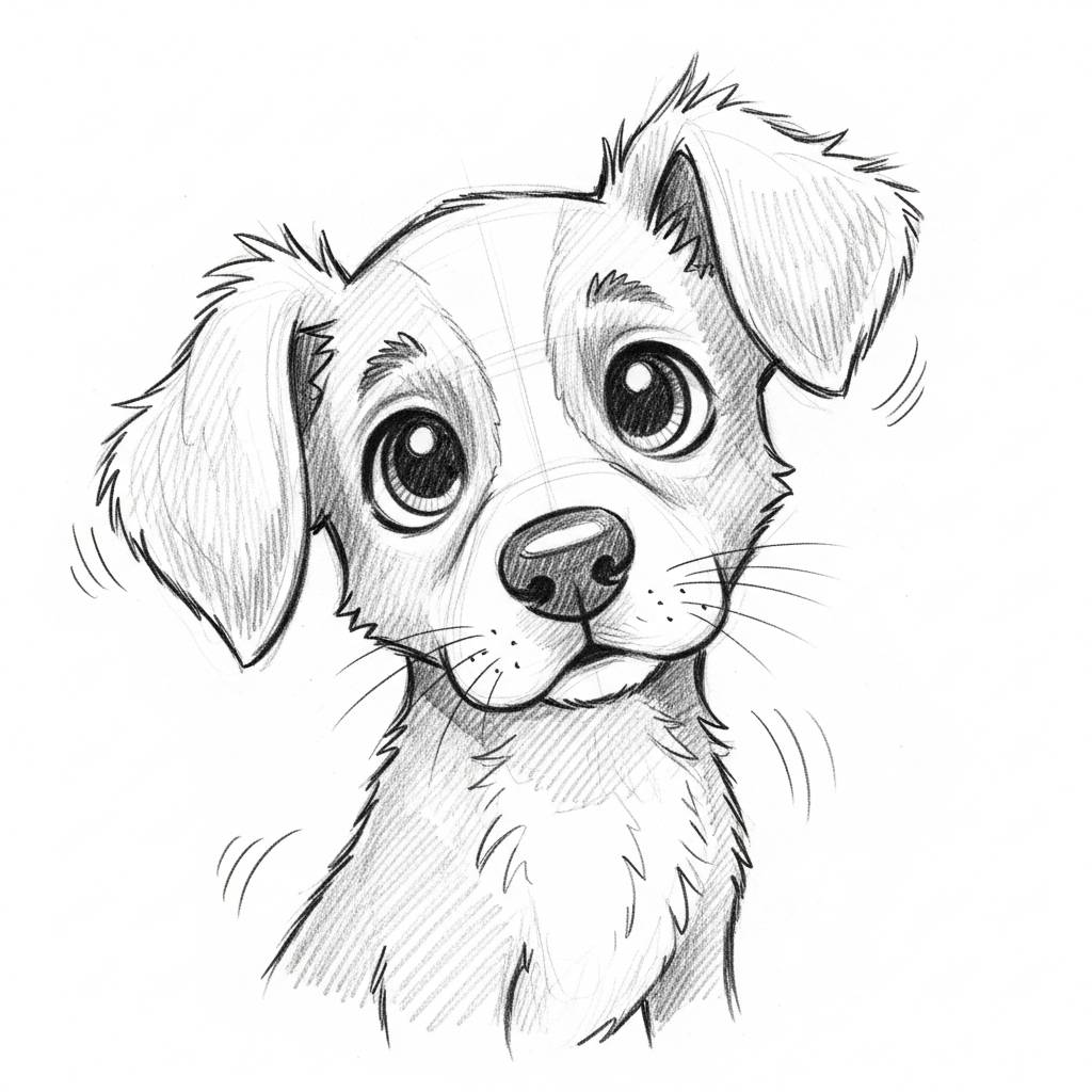 Easy Things to Draw: Cartoon Dog Drawing for Kids