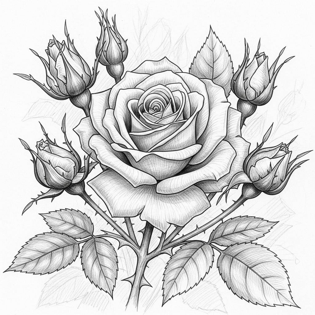 Easy Things to Draw: Detailed Pencil Art of a Rose