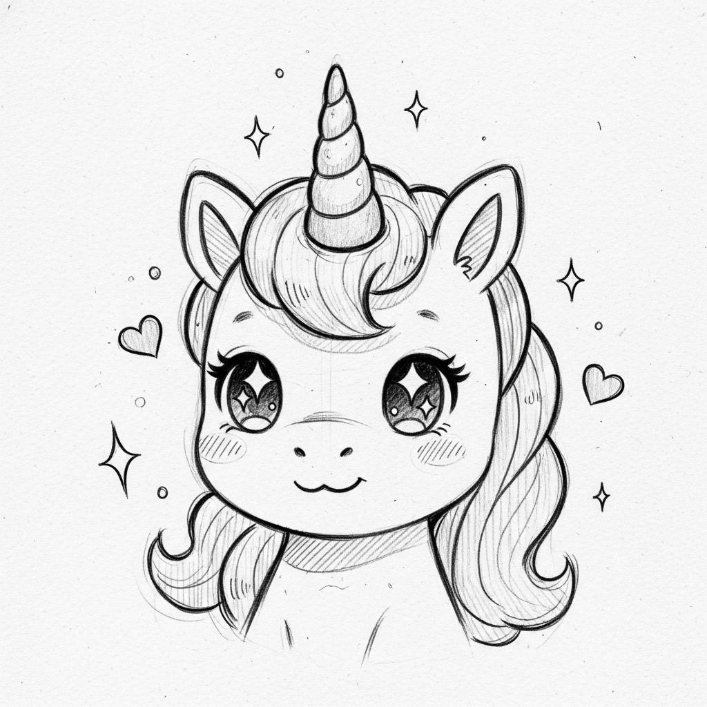 Easy Things to Draw: Kawaii Cute Unicorn Drawing