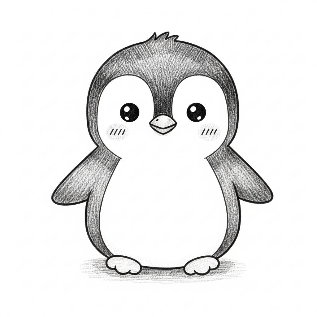 Easy Things to Draw: Kawaii Style Penguin Drawing