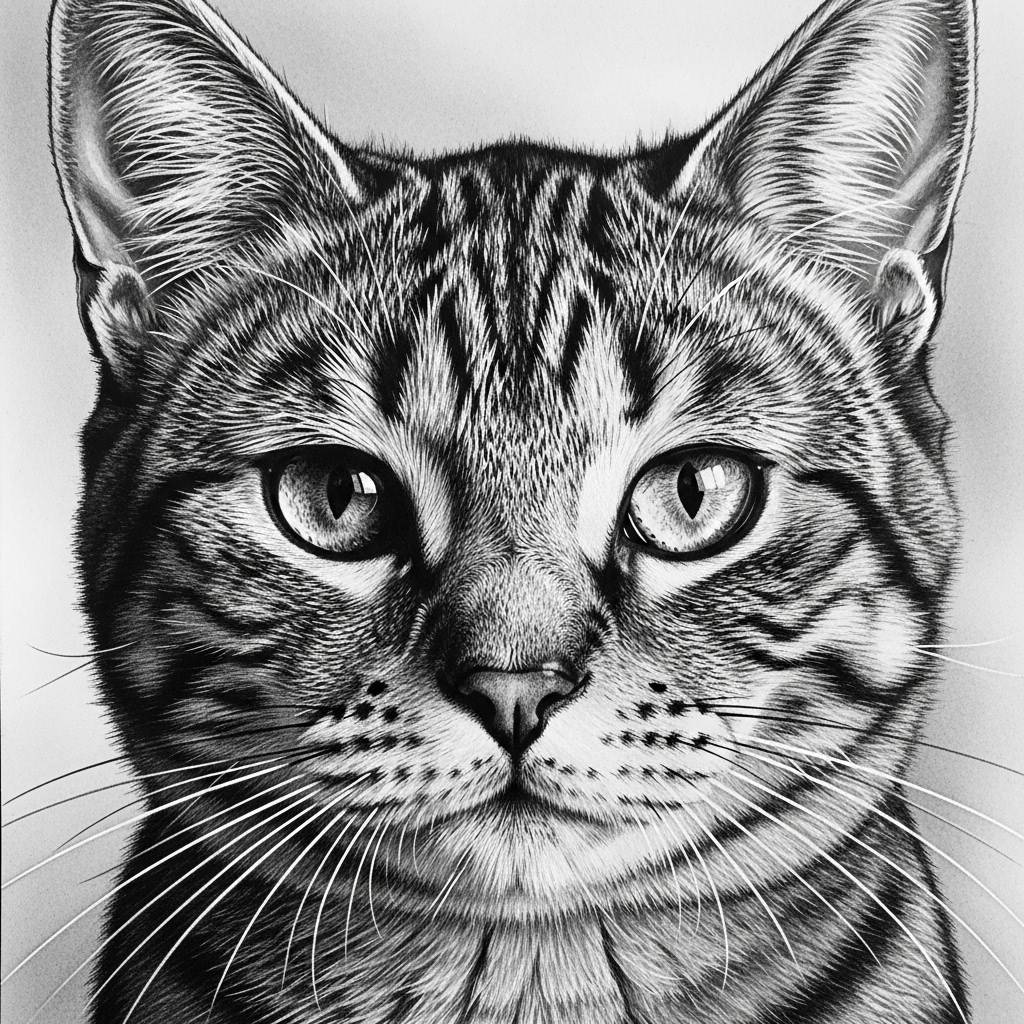 Easy Things to Draw: Realistic Cat Head Pencil Drawing